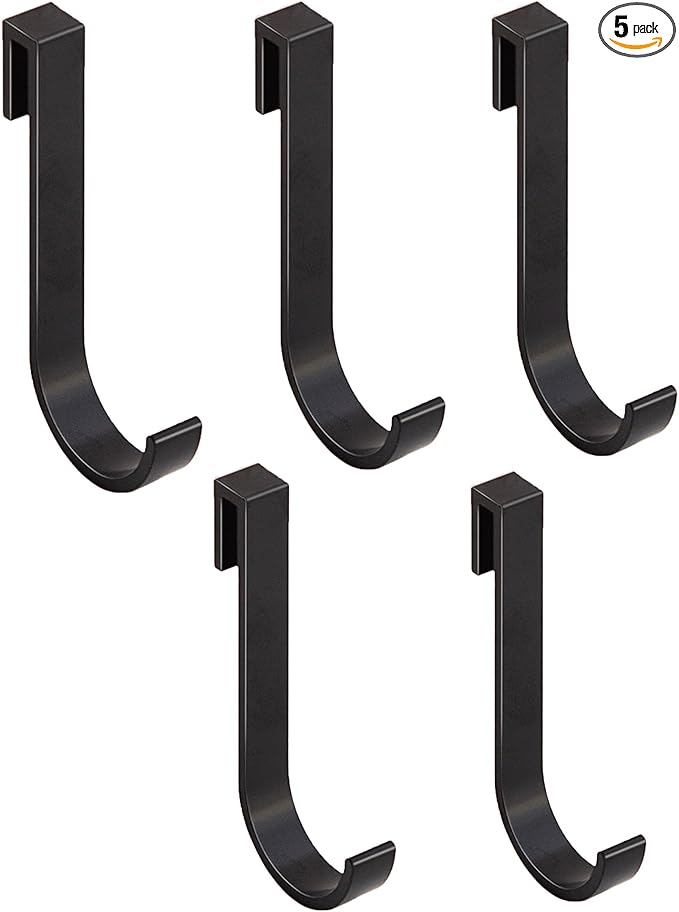J Hook for Wire Shelving, 5pcs Aluminum Grid Hooks Heavy Duty S Hooks Hanging for Kitchenware Spoons Pans Pots Utensils Clothes Bags Towers Tools Plants(Black)