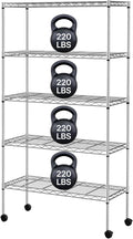 YRLLENSDAN 5-Tier Heavy Duty Storage Shelving Unit, Metal Shelves for Garage, Pantry, Kitchen Organization – Adjustable Wire Rack Shelf Organizer, 60"x30"x14", 1250lbs, Chrome