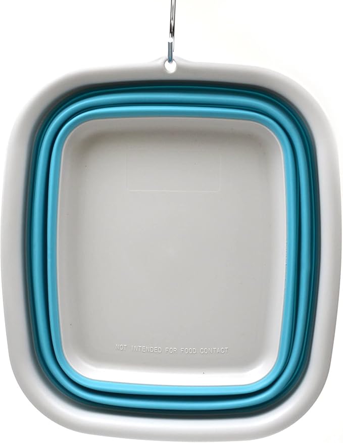 SAMMART 9.45L (2.5 Gallon) Collapsible Tub - Foldable Dish Tub - Portable Washing Basin - Space Saving Plastic Washtub (Bright Blue, M)