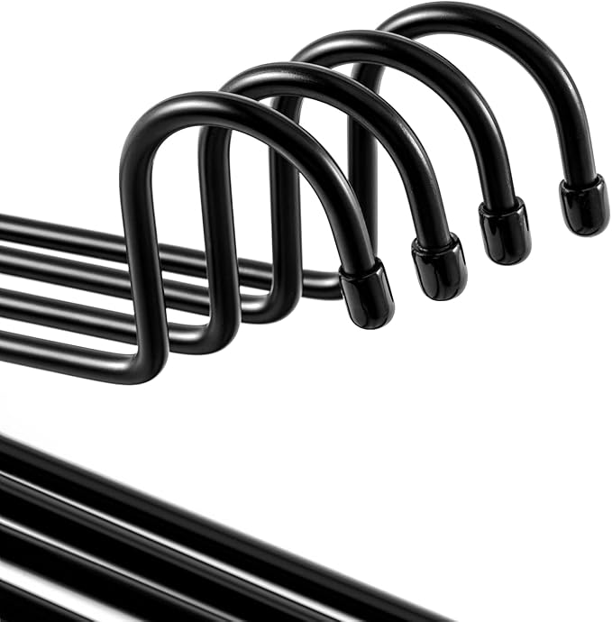 VASLIM 8 Pack Blanket Hangers Heavy Duty Black Vinyl Coated Nonslip - Great for Quilts, Comforters, Table Cloths, Towels, Sleeping Bags,Drapery and bedspreads(Black/Black)