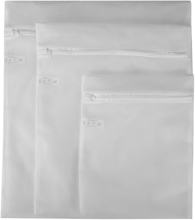 Sunbeam 3 Piece Micro Mesh Delicate Laundry Wash Bag, White