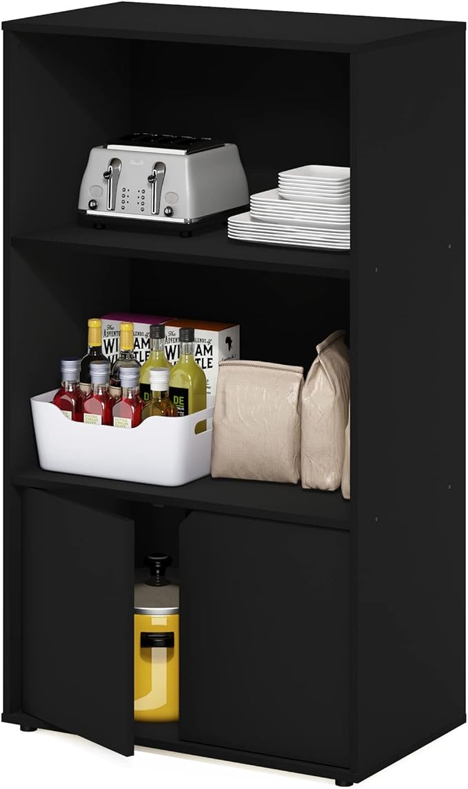 Furinno Jaya Kitchen Storage Shelf with Cabinet, Americano