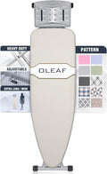 oleaf Ironing Board with Cover and Thicken Pad 43 x 13 Height Adjustable Full Size Foldable Iron Board with Iron Rest, Stable Steel Legs, Metal Construction, Heat Resistant, Beige