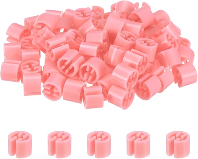 100-Pack Clothes Hanger Markers Blank, Plastic Garment Color Coded Size Clips Fit 3.5mm Rod for Clothing/Wire Hangers, Colored Coding Marker [Light Pink]