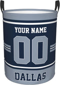 Custom Dallas Laundry Hamper Personalized Laundry Basket Customized Name And Number Collapsible Storage Basket for Bedroom Bathroom Living Room Gifts