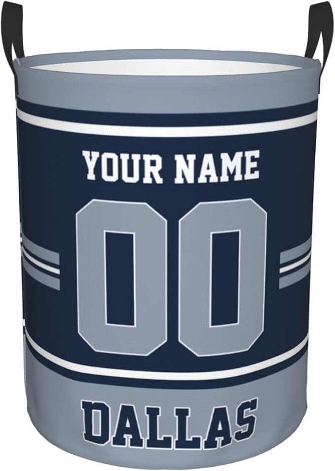 Custom Dallas Laundry Hamper Personalized Laundry Basket Customized Name And Number Collapsible Storage Basket for Bedroom Bathroom Living Room Gifts