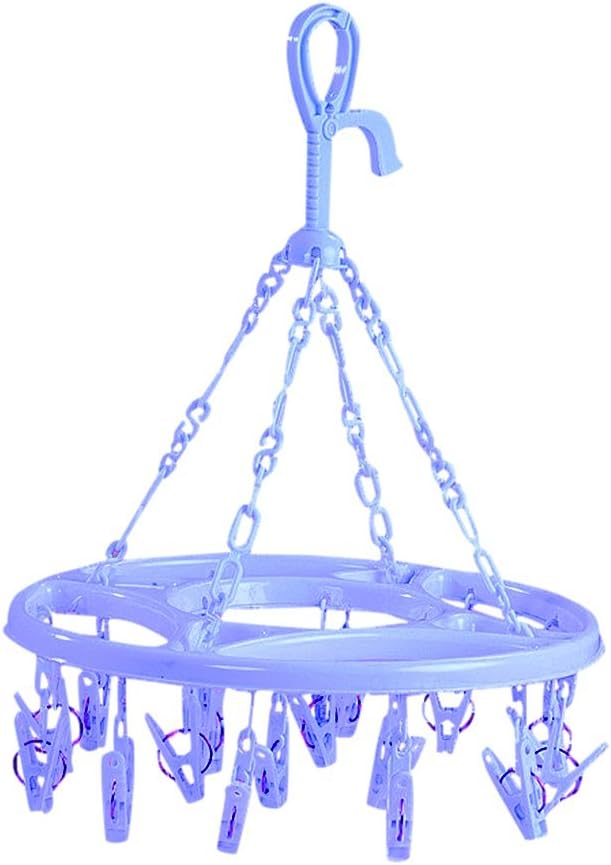 Round Plastic 18 Clips Underwear Scarf Laundry Clothes Drying Hanger Blue