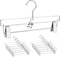 Besser 20Pcs Silver Acrylic Pants Hangers,Clear Hangers with Bright Silver Hooks,Luxurious Skirt Pants Hangers Clips for Clothing Closet Storage