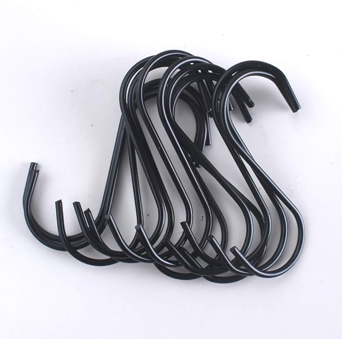 WARMBUY 30 Pack Black S Hooks Utility Hooks for Hanging Kitchen Pans Pots, Closet Clothes, Plants Bags Towels