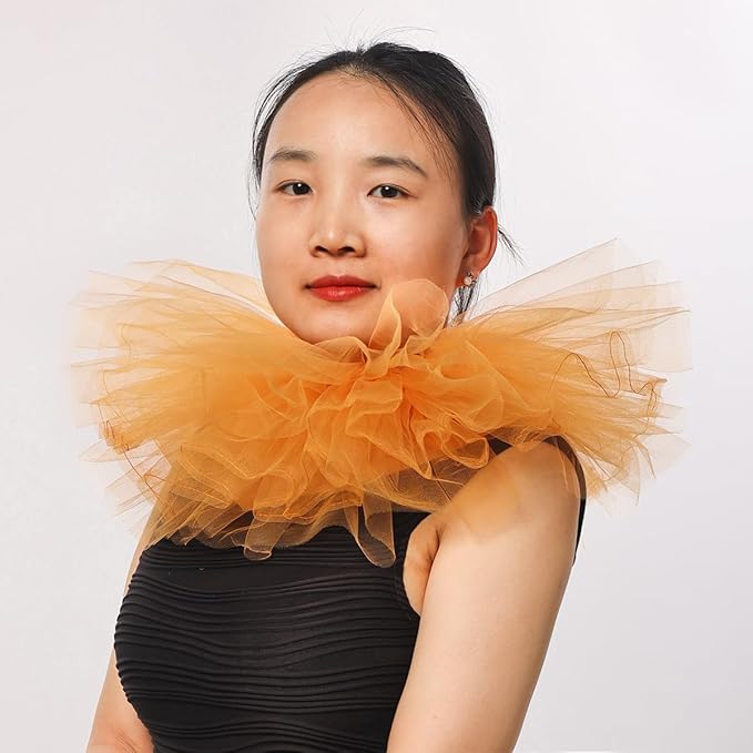 BLESSUME Victorian Retro Mesh Neck Ruff Ruffle Collar Layered Clown Neck Collar