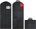 2 Pack 60"Garment Bags for Suits and Coats Lightweight Foldable with Travel Handle, Closet Storage and Travel-Friendly with Transparent Inner Bag Set, Black