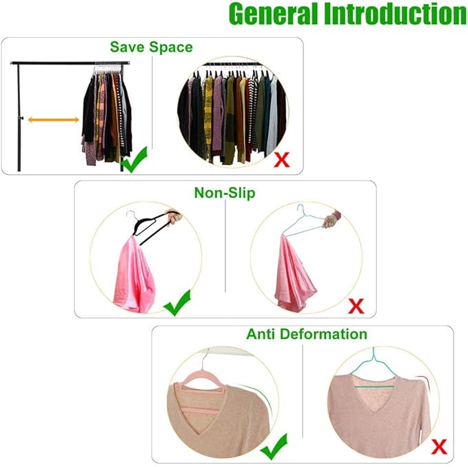 50+10 Pack Non-Slip Velvet Hangers Suit Clothes Hanger Space Saving Hangers 15~20LBS Heavy Duty Hangers 16.5inch