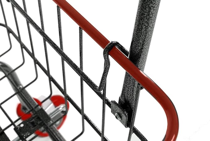Rolling Laundry Cart with Wheels, Metal Wire Basket, Heavy Duty Utility Cart (RED)
