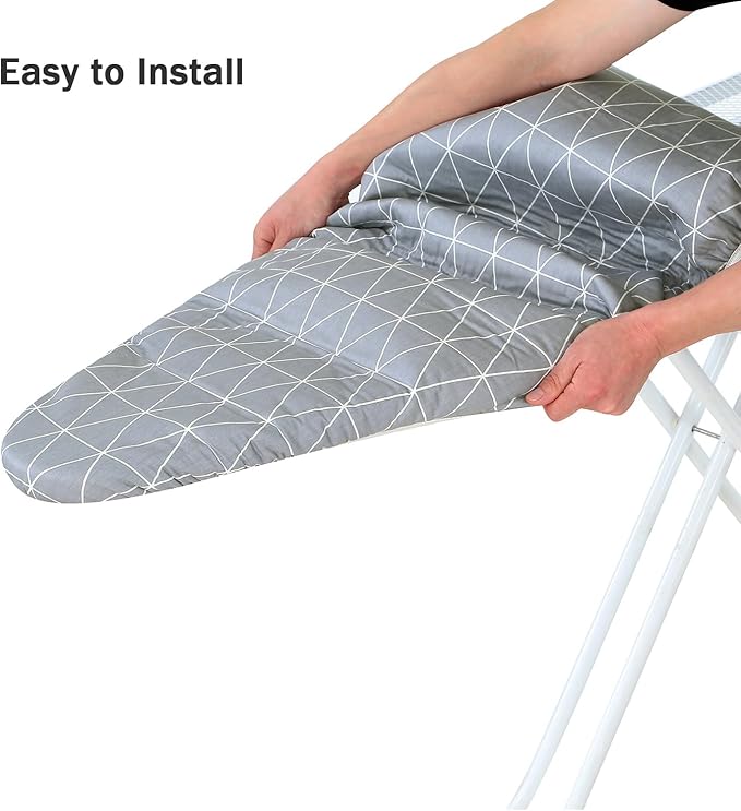 Ironing Board Cover and Pad Standard Size 15 x 54,3 Pairs of Hook and Loop Fastener Straps,Elastic Edges,Cotton Iron Board Cover with Scorch Resistant Thick Padding (Pattern G)