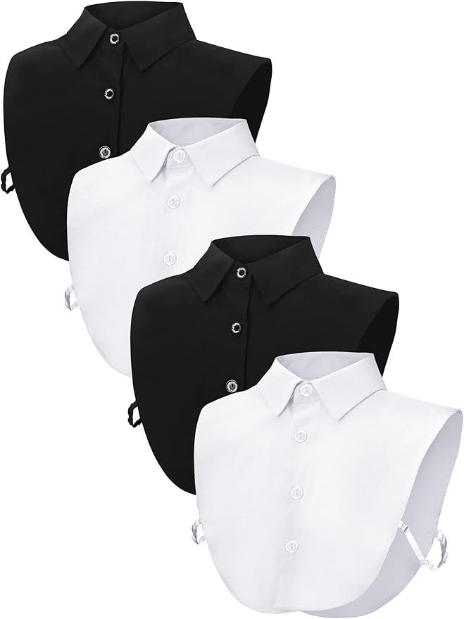 Syhood 4 Pcs Fake Collar Detachable False Dicky Collar Half Shirts Round for Women Outfits Halloween Costume Accessories