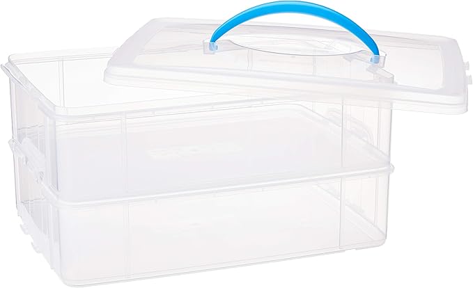Snapware Snap 'N Stack Portable Storage Bin for Tools and Craft Storage, 14.1 x 10.5-Inch Clear BPA-Free Container, Tool Box with Stackable Trays, Microwave, Freezer and Dishwasher Safe