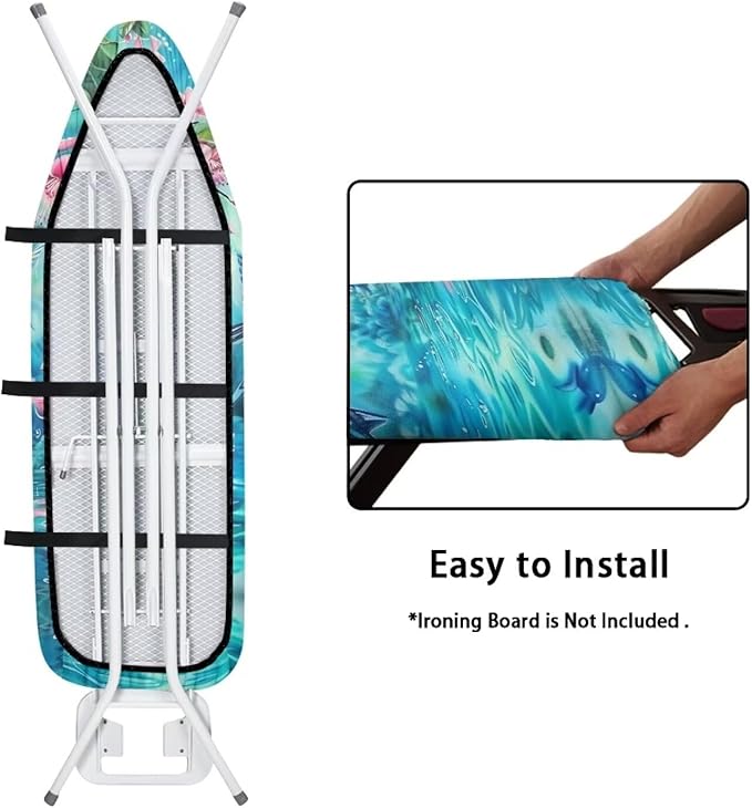 Flashideas Hummingbird Ironing Board Cover and Pad 15x54 Inch Standard Ironing Board Cover with Elastic Edge and Hook and Loop Fasteners Scorch and Stain Resistant Cotton