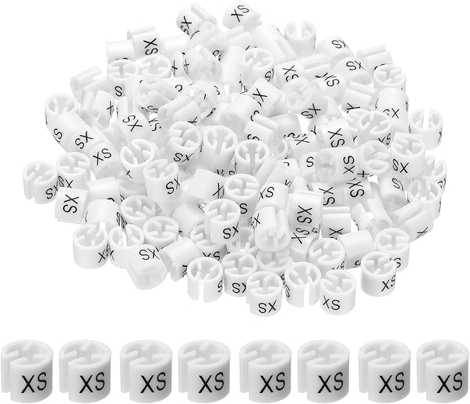 PATIKIL 300 Pcs Clothes Hanger Markers XS Fit Rod Garment Size Tag Hanger Clips Round Color Coding Label for Clothing, White
