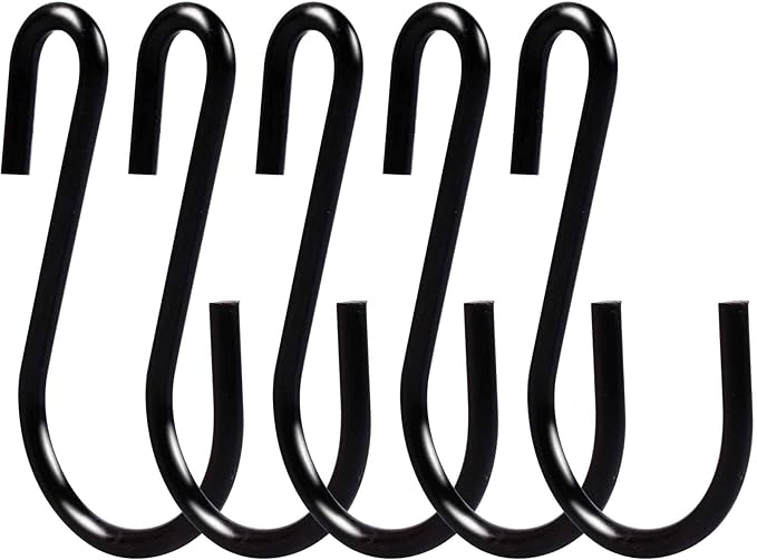 S Hooks for Hanging Clothes, Plants, S Hooks Heavy Duty, Black S Shaped Hooks, Small Metal Hook, 30 Pack