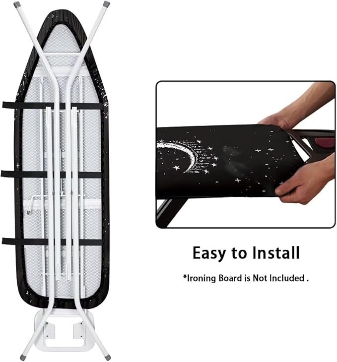 Flashideas Gothic Sun Moon Ironing Board Cover with Elastic Edge Non Stick Scorch Stain Resistant Cover Heavy Duty Iron Pad Covers Standard Boards with Hook and Loop Fastener Strap