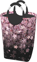 Cherry Blossoms Laundry Basket Pink Flowers Foldable Laundry Hamper Cute Floral Collapsible Laundry Baskets with Handles Clothes Hamper Laundry Tote Bag for Dorm Family Storage Bin 50L