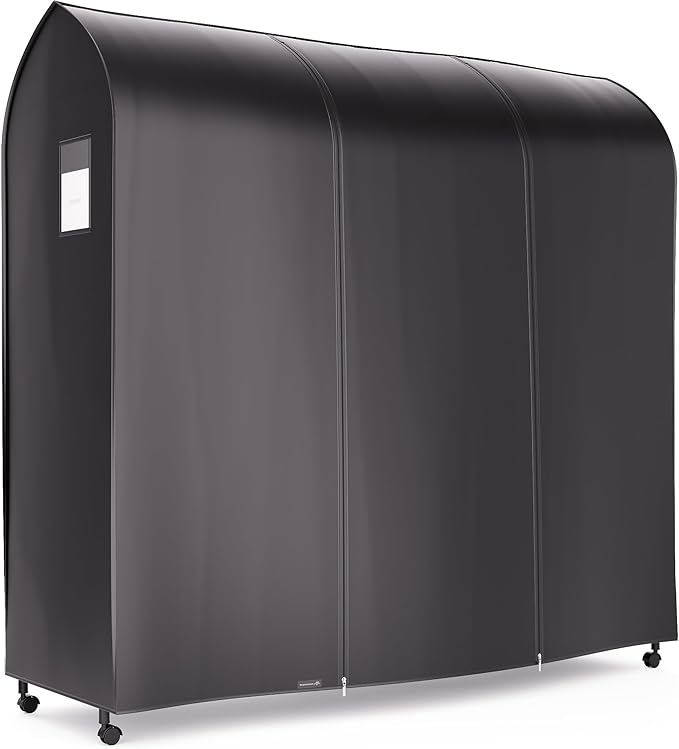 HANGERWORLD 6ft Large Black Clothes Rack Cover with 2 Zippers - Waterproof Nylon, Breathable, Dust Protector for Storage (Garment Rack Cover ONLY)