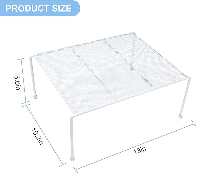 SIBAO Set of 2 Mesh Kitchen Shelves Cabinet Storage Shelf Rack (13.1 x 10.2 Inch) ，Kitchen Bathroom Pantry Cupboard Desk Home Office, Fridge, Cabinet, Bathroom Cupboard (White)