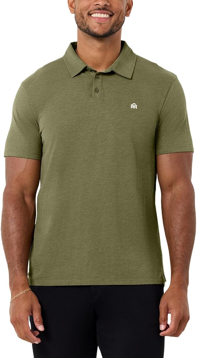 INTO THE AM Polo Shirts for Men - Slim Fit Short Sleeve Collared Shirt S - 4XL Fitted Collar Polos for Work