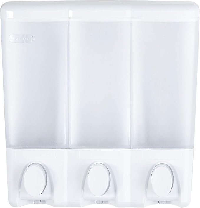 Better Living Products 72350 Clear Choice 3-Chamber Shower Dispenser, White