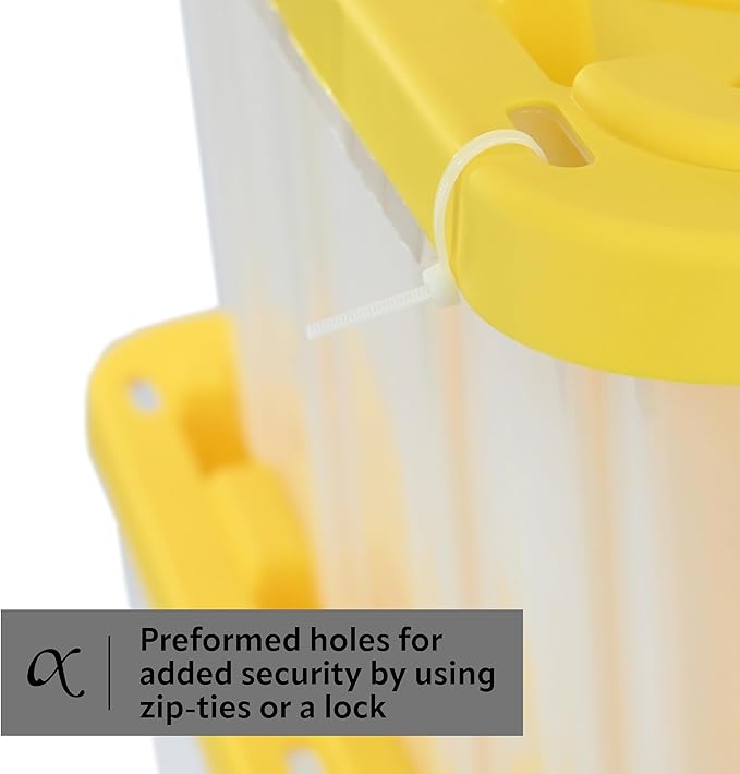 CX BLACK & YELLOW 27-Gallon Heavy Duty Clear Storage Bins with Lids, Stackable Plastic Storage Bins with Weather-Resistant Design, Home Organization, 2 Pack (14.3H x 20.6W x 30.6D)
