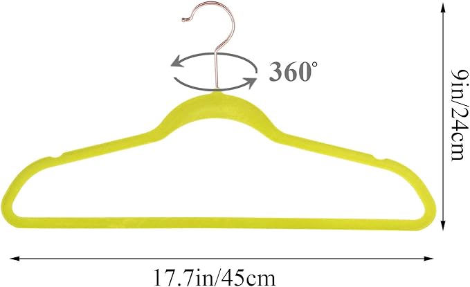 VECELO Premium Velvet Clothes Hangers Suit Heavy Duty (50 Pack)-Non Slip & Space-Saving with 6 Finger Clips & Tie Rack Excellent for Men and Women,Yellow
