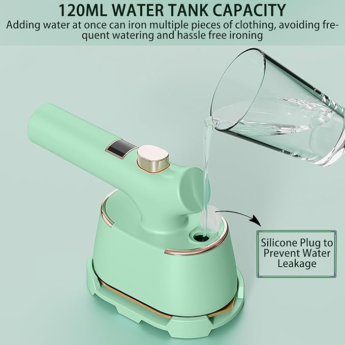Travel Steamer for Clothes, LED Temperature Display Handheld Steamer，A Portable Clothes Iron That Can be Used for Both Dry and Wet Purposes, Suitable for Families, Travel & Dormitories (Green)