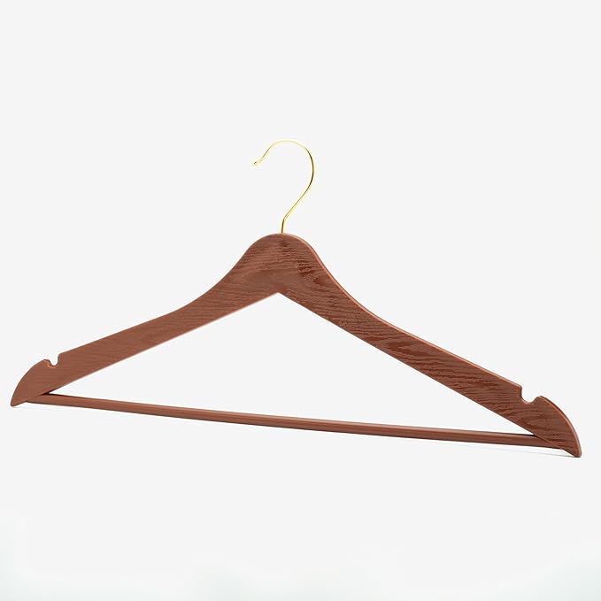 Arch 24 Pcs Brown Wood Look Plastic Hanger Clothes Clothes Shirt Hangers With Gold Hooks
