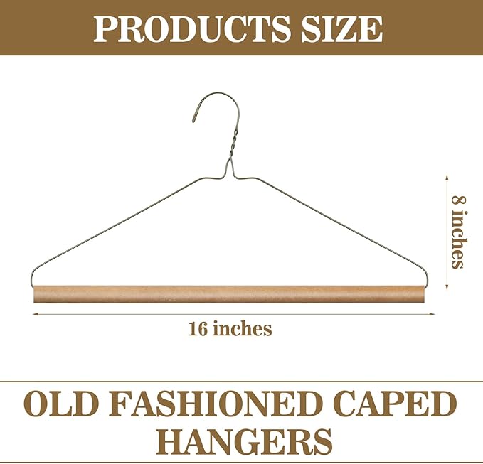 10 Pcs Dry Cleaner Hangers with Tubes - 16" Wire Hangers Bulk for Pants Caped Suit & Strut Home or Dry Cleaners (Brown)