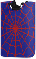 CaTaKu Blue Spider Web Baby Laundry Baskets Collapsible, Large Tall Clothes Hampers for Kids Laundry Room Organizer Foldable Storage Bins with Handles