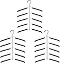 3-Pack 5-in-1 Space Saving Blouse Hangers - Non-Slip Padded Swing Arm Coat Hangers, Heavy Duty Stainless Steel for Shirts & Sweaters (Black)