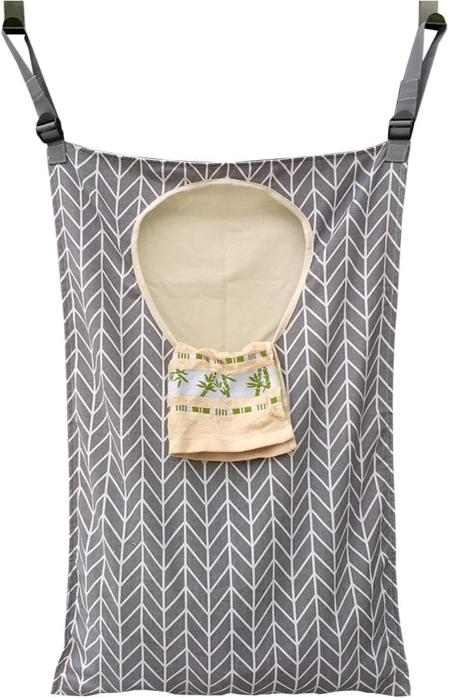 HDHYK Adjustable Door-Hanging Laundry Hamper with Stainless Steel Hooks