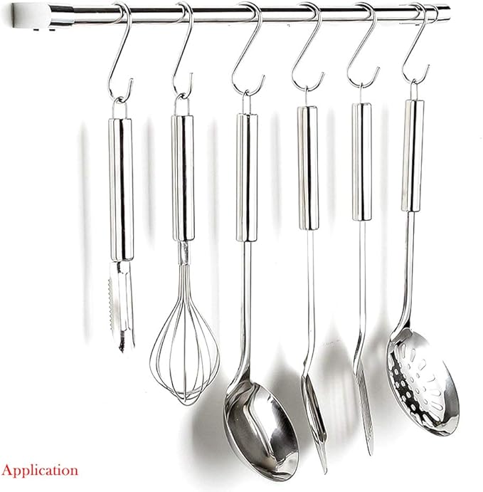 YourGift 20 Pack Flat S Hooks Stainless Steel 3 inches S Shaped Hanging Hooks for Kitchen, Bathroom, Bedroom and Office (Medium)