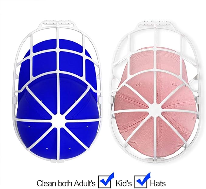 Hat Washer Cage for Washing Machine - Baseball Cap Cleaner Rack, Ball Cap Washing, Dishwasher Safe, Perfect for Cleaning and Protecting Hats in Dishwasher (White 1 Pack with Bag)