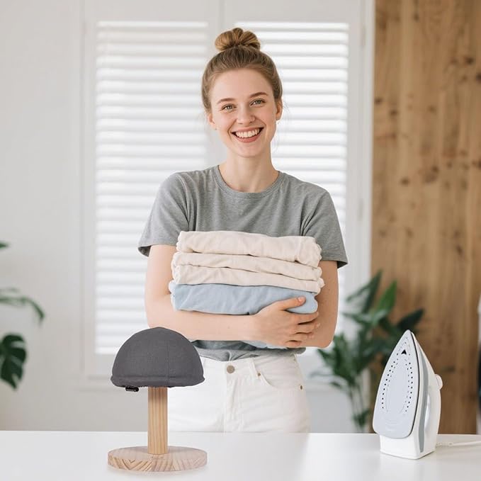 Bra Wooden Ironing Board Mini - Portable Pressing Pad for Bras, Shirts, Collars & Cuffs | Small Tabletop Ironing Stool with Padded Surface | Sewing & Travel Essential