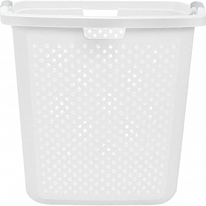 2.5 Bushel White Laundry Basket – Comfortable Built-in Handles, Lightweight for Carrying Dirty/Laundry Clothes, Great for Bedroom, Bathroom & Laundry Room