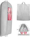 Garment Bags for Hanging Clothes and Travel with 4" Gusseted, Suit Cover for Clothes,Coats,Suit,Jackets,Dress,Shirts,Skirt. (Grey-60"-Double zipper-Thickened 80G Non-woven Fabric)