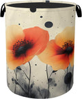Orange Flowers Laundry Basket - Heavy Duty 60L Dirty Clothes Basket, Water Resistant Foldable Hamper for Men Women, Storage Basket for Bedroom, Bathroom, Nursery