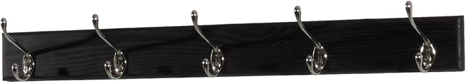 Wooden Mallet Nickel, Black 5 Hook Coat Rack,