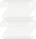 5 Inch Large S Hooks,24 Pack Heavy Duty S Hooks for Hanging Plants,Vinyl Coated Non Slip Clothes S Hooks,White S Hooks Pot Rack Closet Hooks for Hanging Plants, Kitchen Utensil, Pots, Pans, Bags