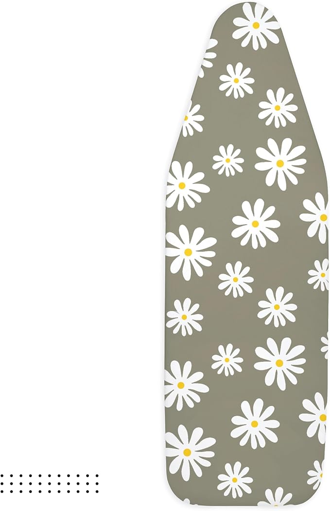 Encasa XO Ironing Board Cover and Pad 54"x18" - Thick 3mm Felt Padding, Drawstring Tightening & Lock, Easy Fit, Scorch & Stain Resistant, Fits X-Large Ironing Board - Daisy Grey
