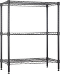 3-Tier Metal Wire Shelving Unit, Heavy Duty Adjustable Storage Rack for Laundry Room, Pantry, Kitchen, Garage Organization and Storage, Small Space Shelves (Black, 23"L × 13.2"W × 30.2"H)
