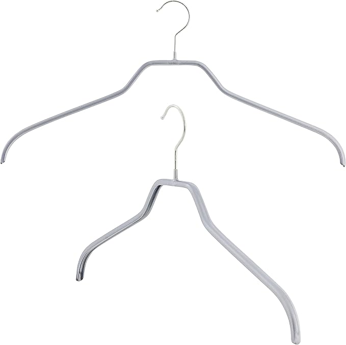 MAWA Reston Lloyd Silhouette 41/F, Non-Slip Metal Clothing Hanger, Pack of 2, Silver (12142M)