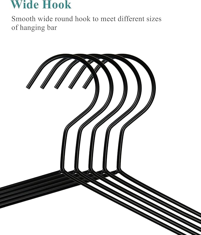 16.5" Heavy Duty Matte Black Metal Hangers 40 Pack, Wire Black Clothes Hangers for Coat Suit, Shirts, Dress, Pants，Camisole Wedding Dress (Black, 40Pack)