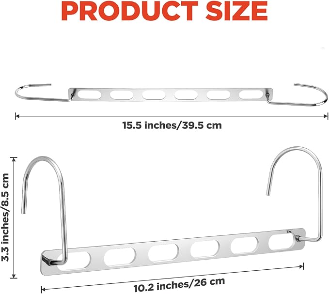 12-Pack Metal Hanger Organizer, Foldable Closet Hanger Rack, Sturdy Multiple Hangers in One Space Saver for Heavy Clothes, Closet Organizers, and Dorm Room Essentials.